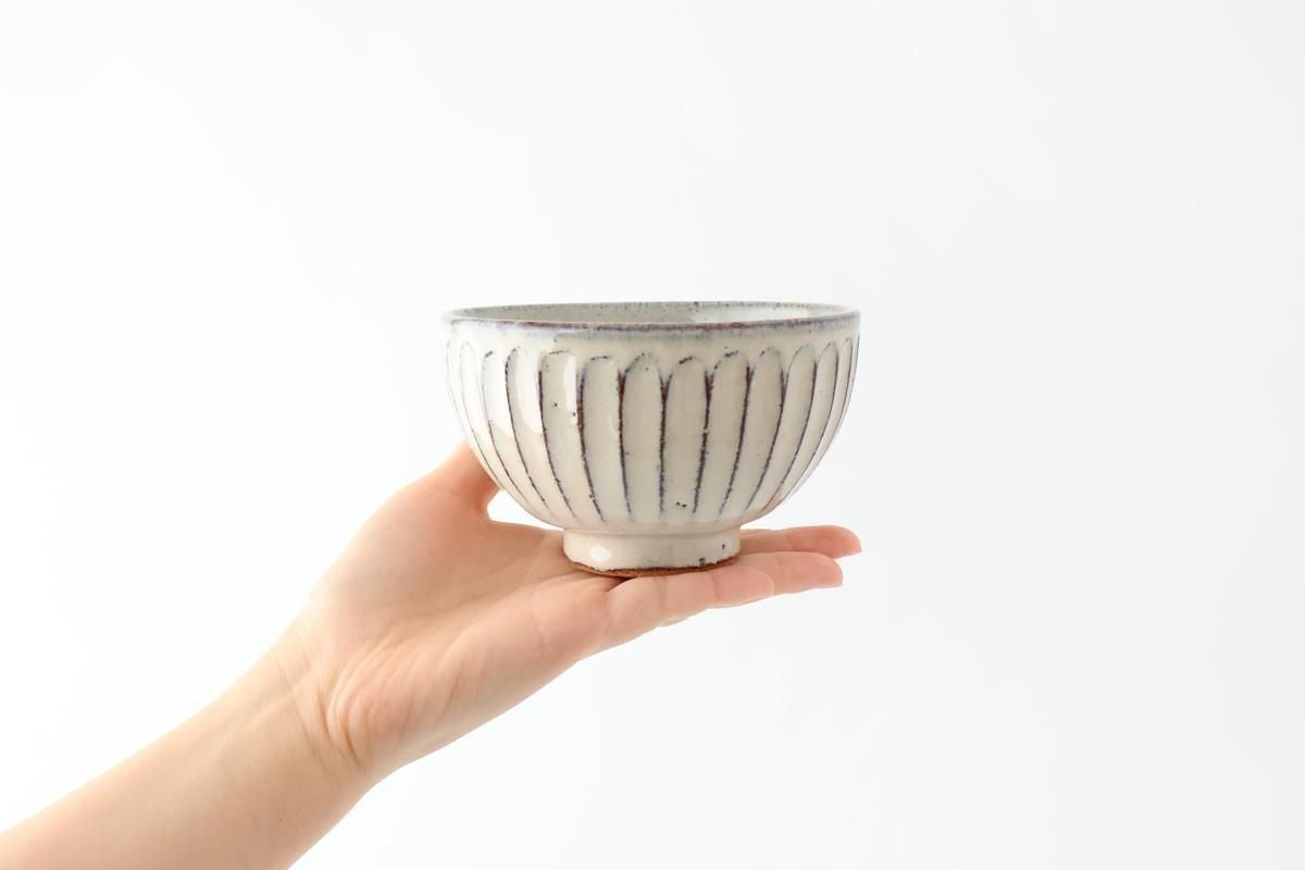 Rice Bowl White-Carved | Shigaraki Ware