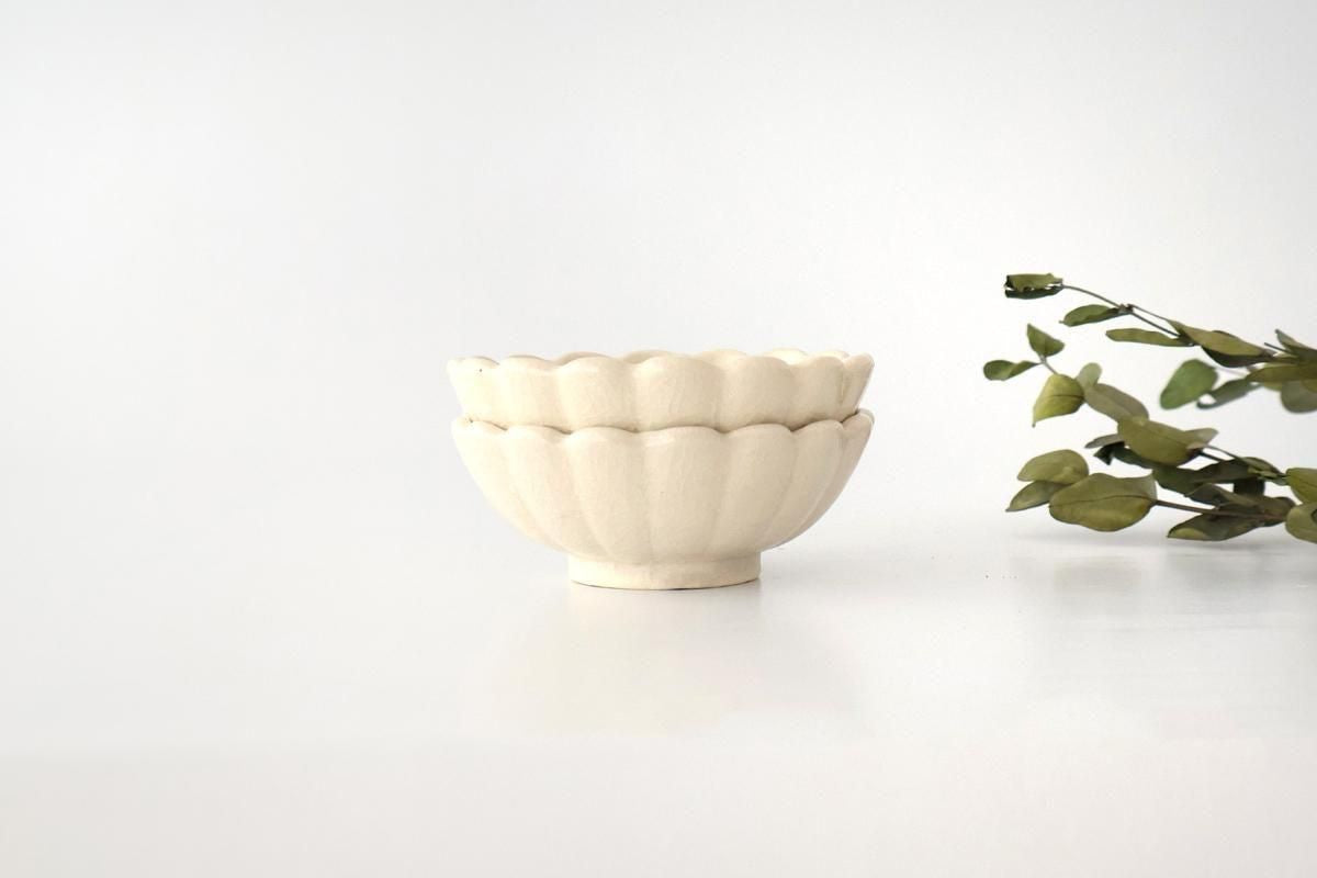 Chrysanthemum-shaped Bowl White 11㎝/4.3in | Kobachi Seto Ware