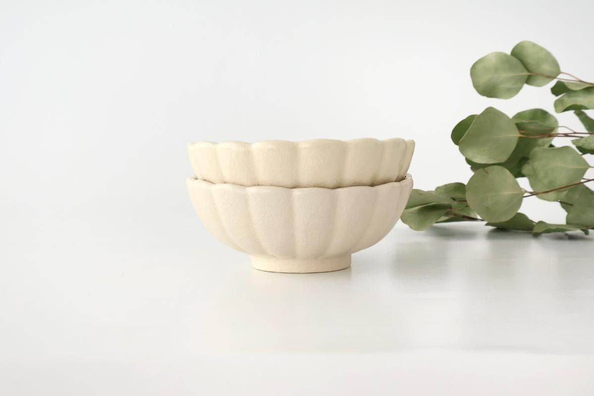 Chrysanthemum-shaped Bowl White 13㎝/5in | Kobachi Seto Ware