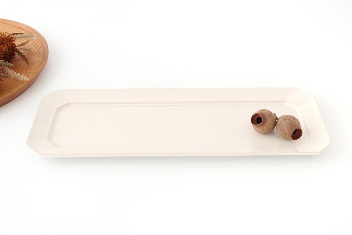Kosen Kiln Long Octogonal Plate White | Sushi Plate Banko Ware