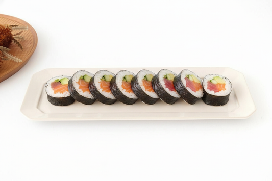 Kosen Kiln Long Octogonal Plate White | Sushi Plate Banko Ware