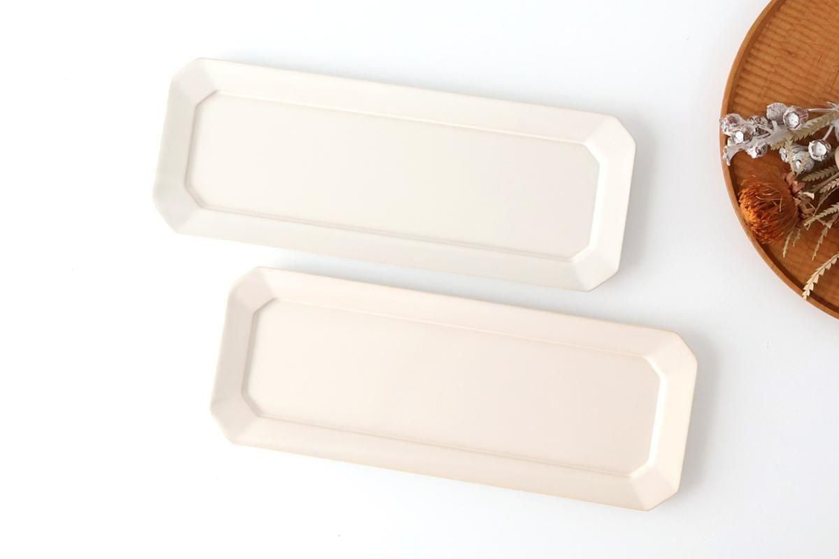 Kosen Kiln Long Octogonal Plate White | Sushi Plate Banko Ware