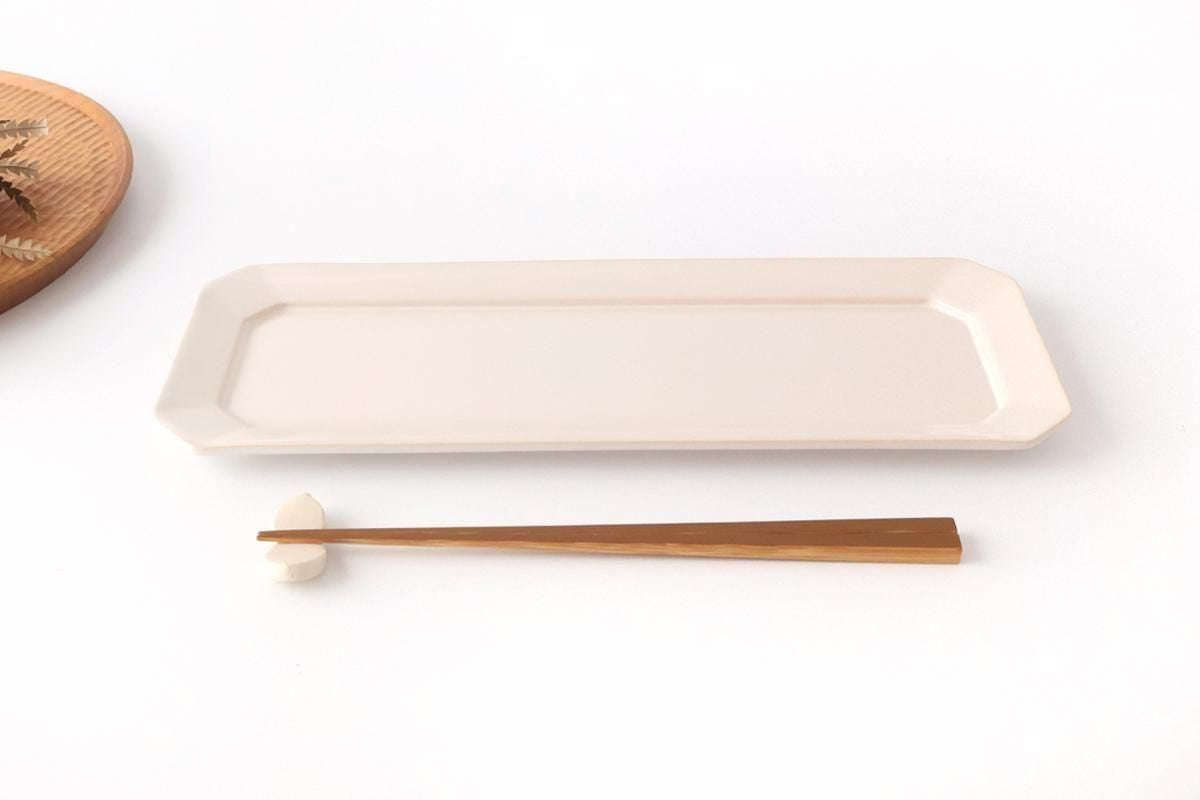 Kosen Kiln Long Octogonal Plate White | Sushi Plate Banko Ware