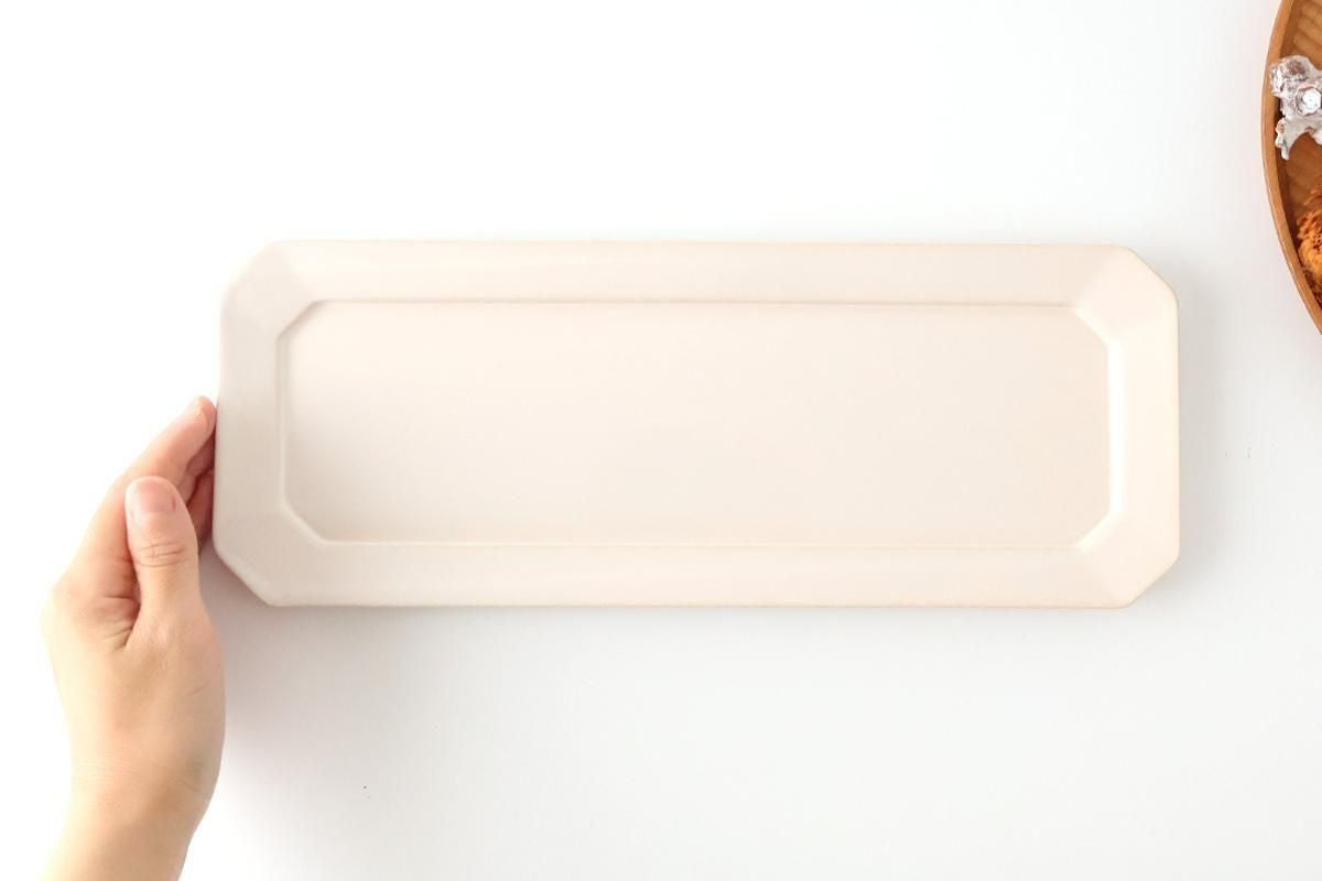 Kosen Kiln Long Octogonal Plate White | Sushi Plate Banko Ware