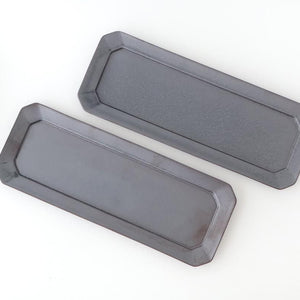 Kosen Kiln Long Octogonal Plate Black | Sushi Plate Banko Ware