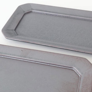 Kosen Kiln Long Octogonal Plate Black | Sushi Plate Banko Ware