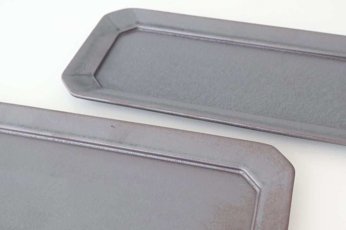 Kosen Kiln Long Octogonal Plate Black | Sushi Plate Banko Ware