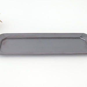 Kosen Kiln Long Octogonal Plate Black | Sushi Plate Banko Ware