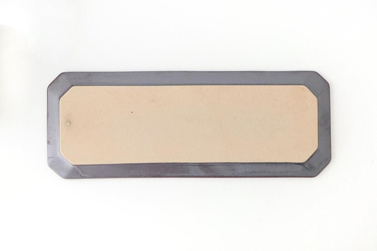 Kosen Kiln Long Octogonal Plate Black | Sushi Plate Banko Ware