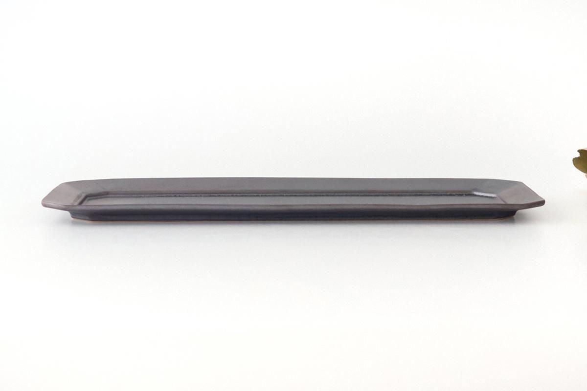 Kosen Kiln Long Octogonal Plate Black | Sushi Plate Banko Ware