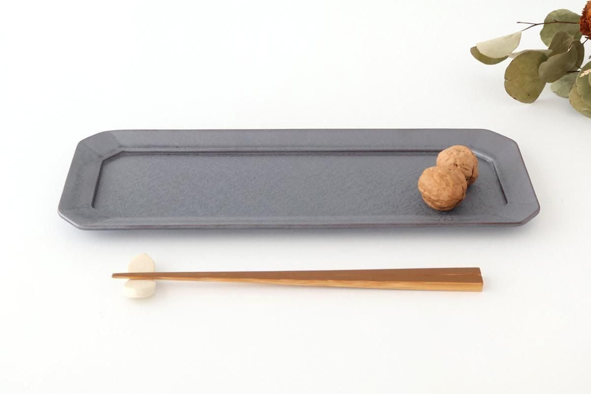 Kosen Kiln Long Octogonal Plate Black | Sushi Plate Banko Ware