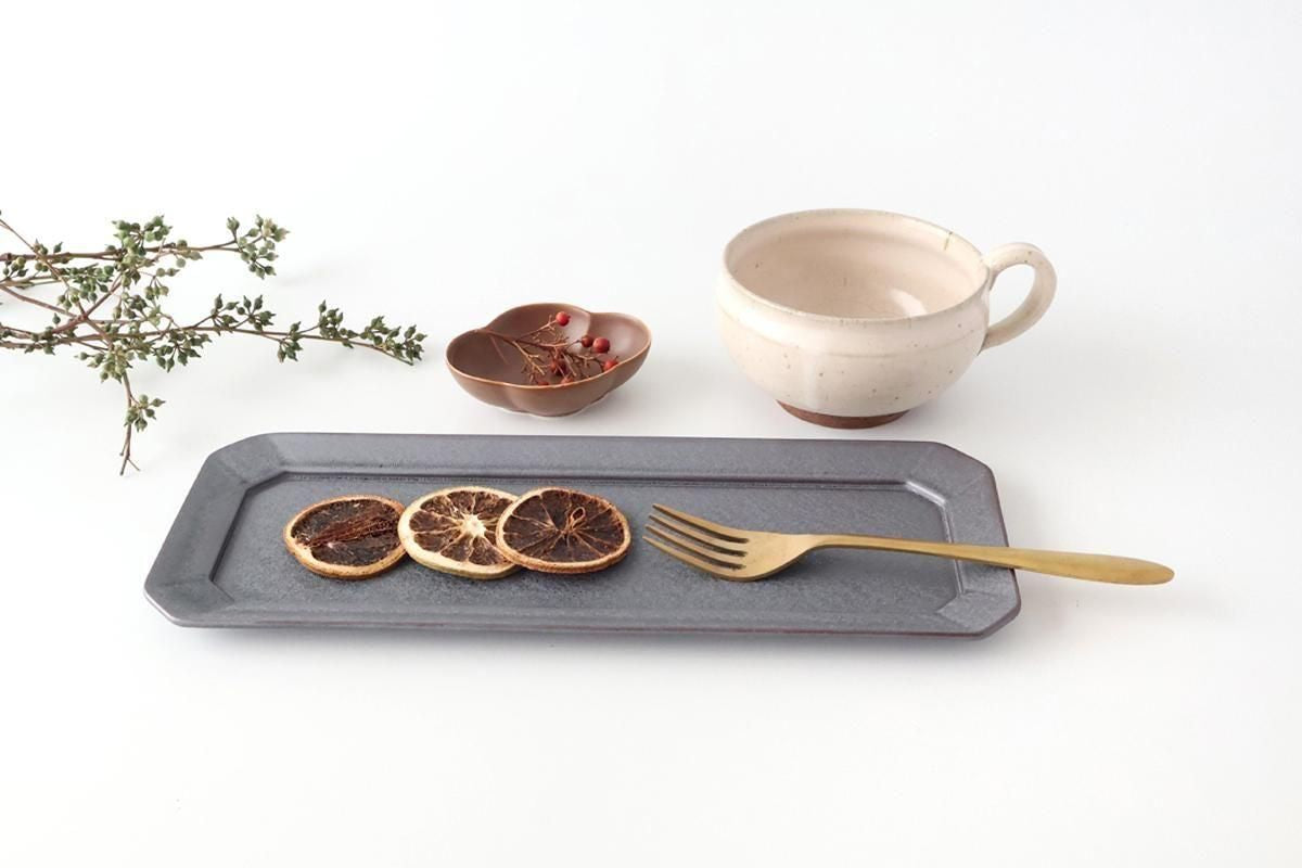 Kosen Kiln Long Octogonal Plate Black | Sushi Plate Banko Ware
