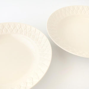 Kosen Kiln leaf Soup Plate White | Banko Ware