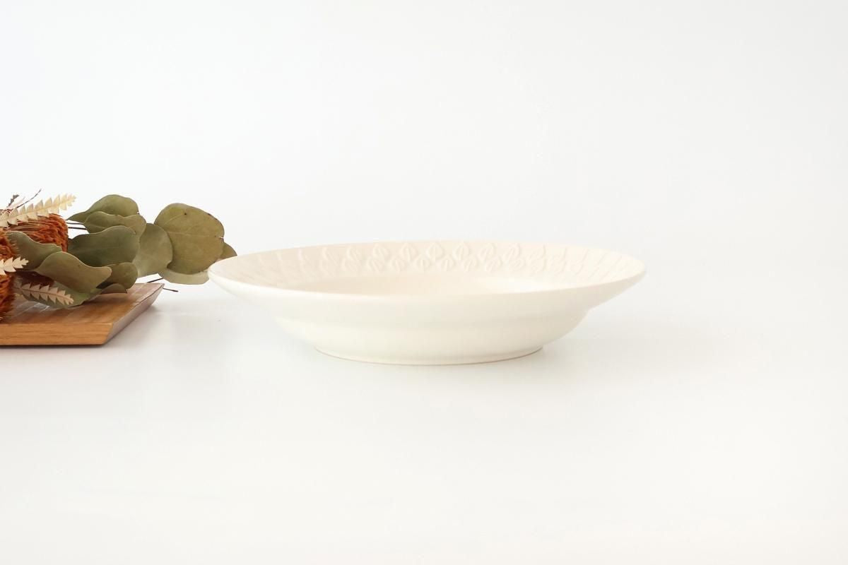 Kosen Kiln leaf Soup Plate White | Banko Ware