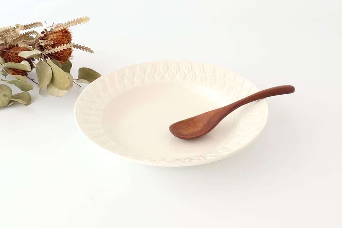 Kosen Kiln leaf Soup Plate White | Banko Ware