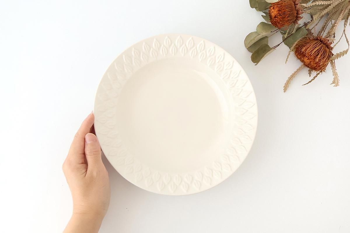 Kosen Kiln leaf Soup Plate White | Banko Ware
