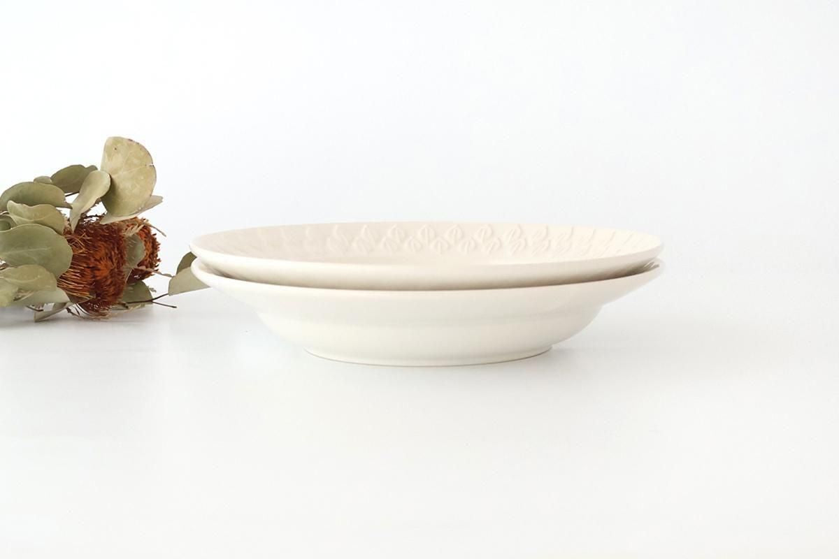 Kosen Kiln leaf Soup Plate White | Banko Ware