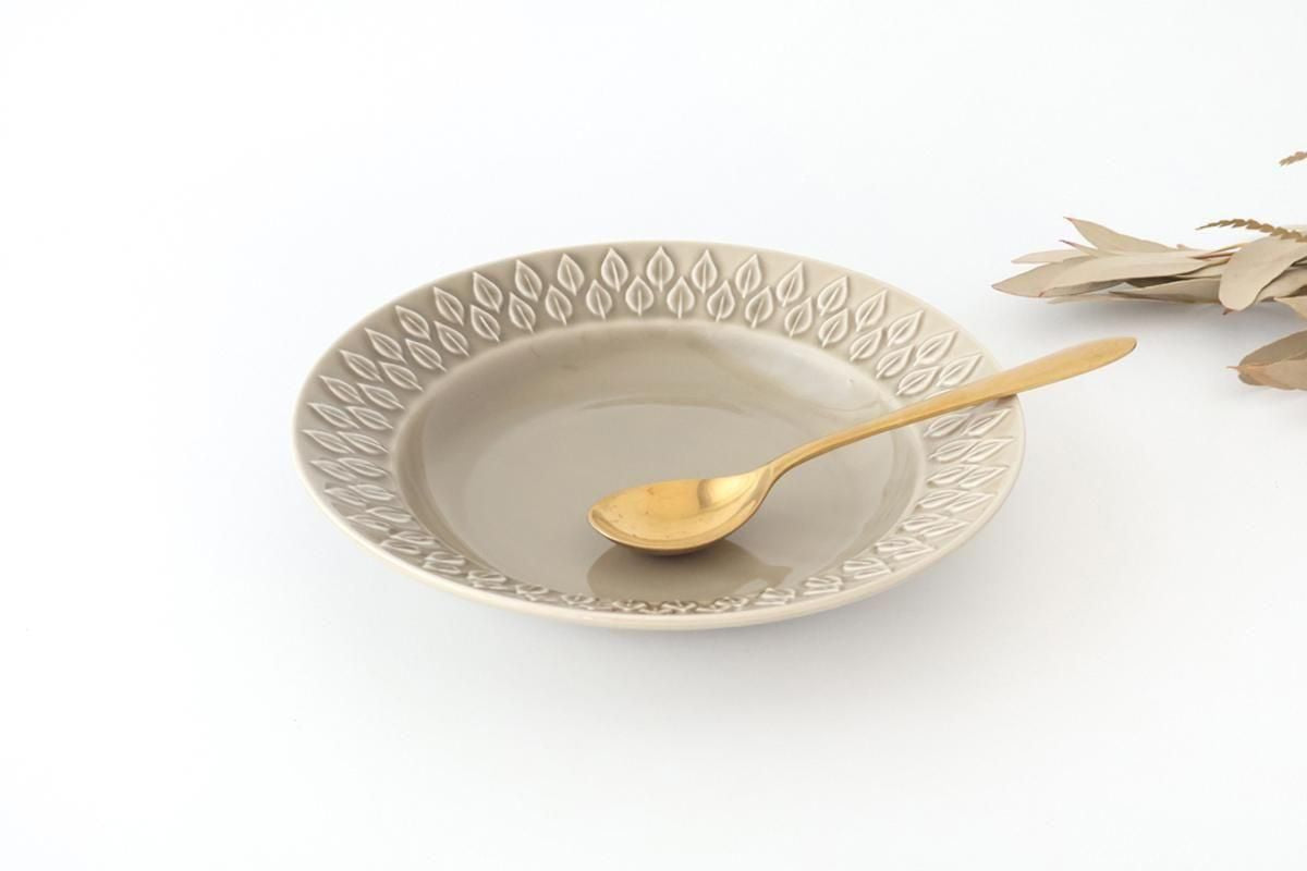 Kosen Kiln leaf Soup Plate Gray | Banko Ware