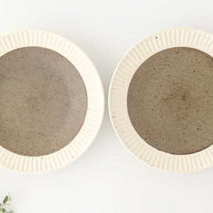 Tohzan-Gama Round Plate White and Brown | Mino Ware