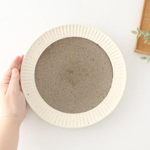 Tohzan-Gama Round Plate White and Brown | Mino Ware