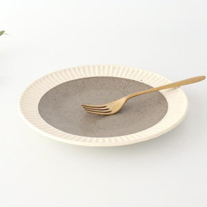 Tohzan-Gama Round Plate White and Brown | Mino Ware