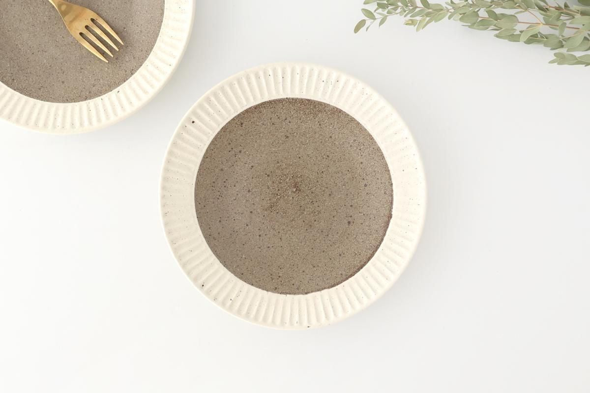 Tohzan-Gama Round Plate White and Brown | Mino Ware