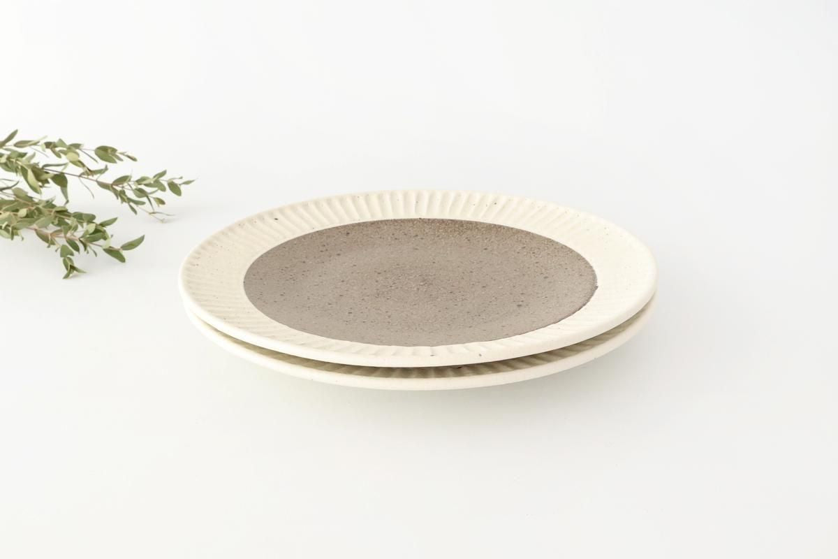 Tohzan-Gama Round Plate White and Brown | Mino Ware