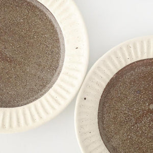 Tohzan-Gama Round Plate White and Brown 17cm/6.7in | Mino Ware