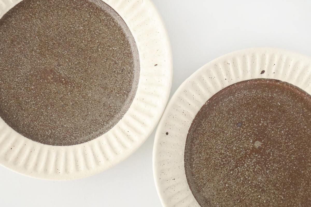 Tohzan-Gama Round Plate White and Brown 17cm/6.7in | Mino Ware