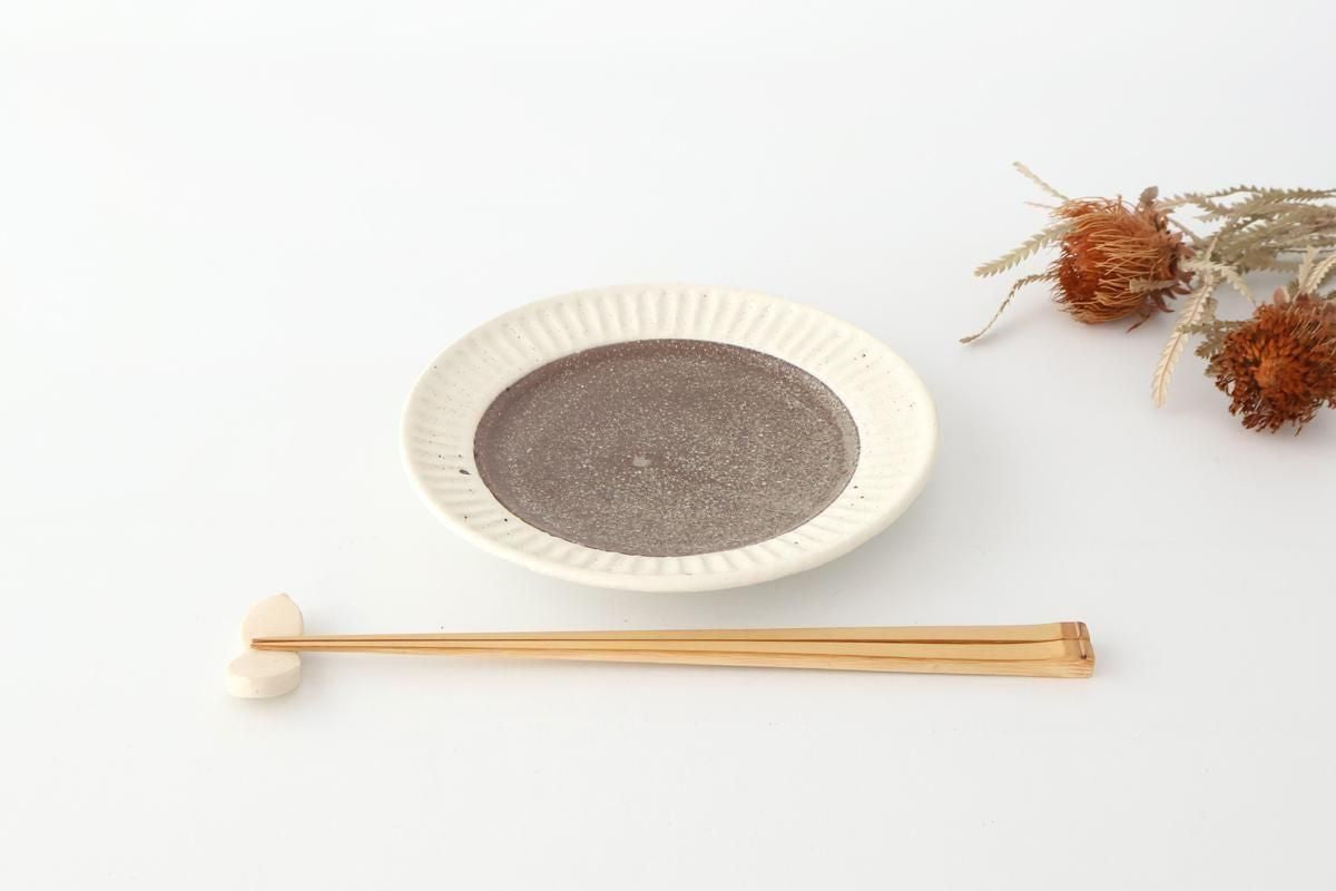 Tohzan-Gama Round Plate White and Brown 17cm/6.7in | Mino Ware