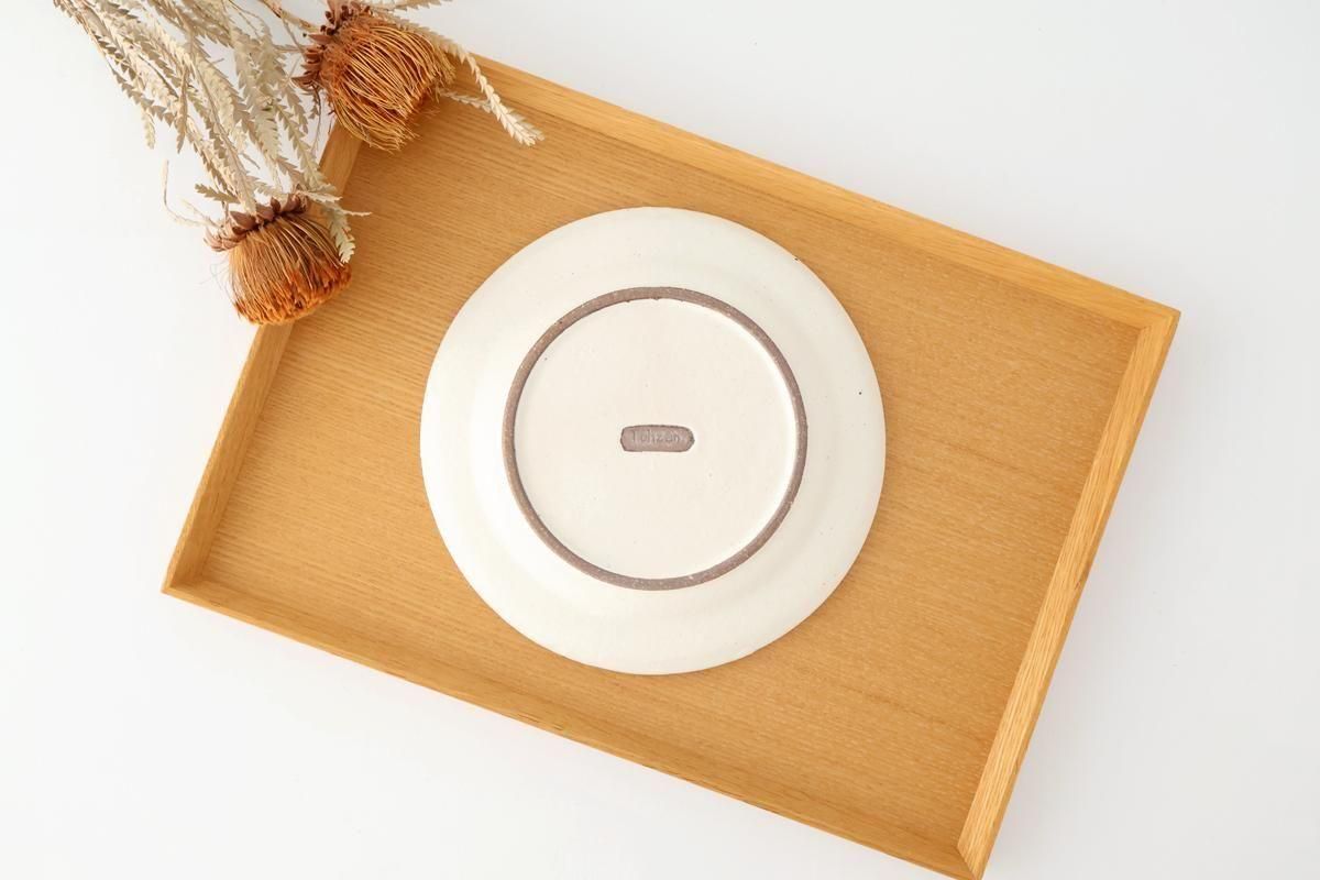 Tohzan-Gama Round Plate White and Brown 17cm/6.7in | Mino Ware