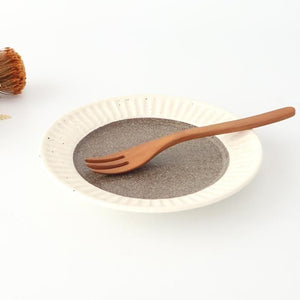 Tohzan-Gama Round Plate White and Brown 17cm/6.7in | Mino Ware