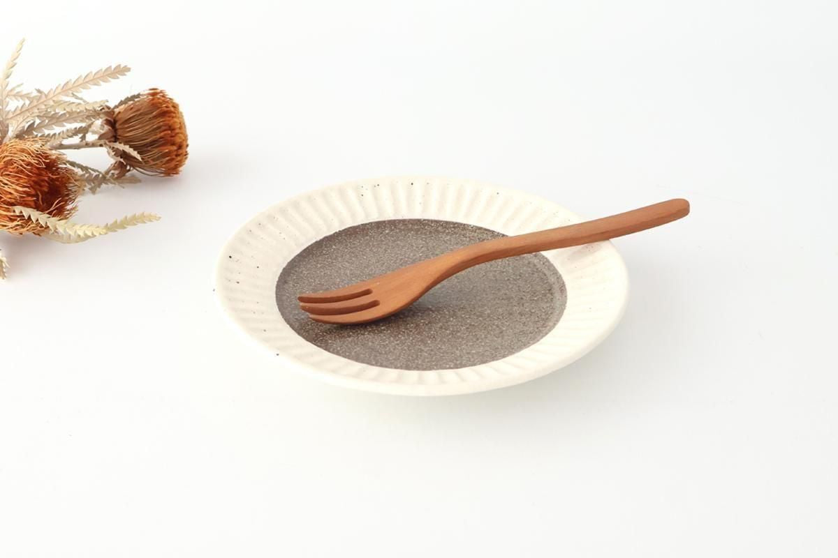 Tohzan-Gama Round Plate White and Brown 17cm/6.7in | Mino Ware