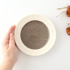 Tohzan-Gama Round Plate White and Brown 17cm/6.7in | Mino Ware