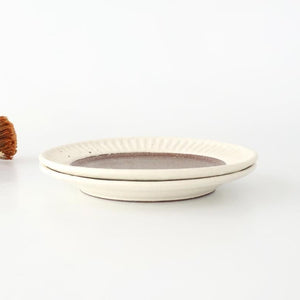 Tohzan-Gama Round Plate White and Brown 17cm/6.7in | Mino Ware