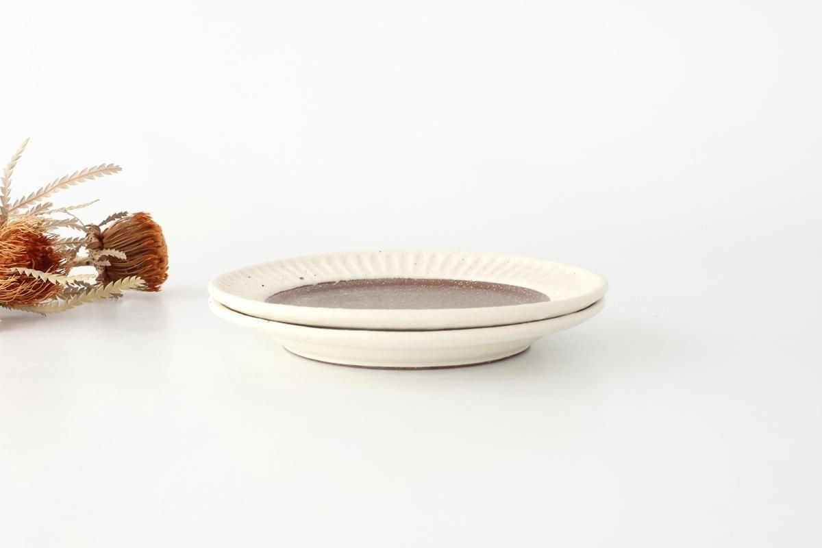 Tohzan-Gama Round Plate White and Brown 17cm/6.7in | Mino Ware