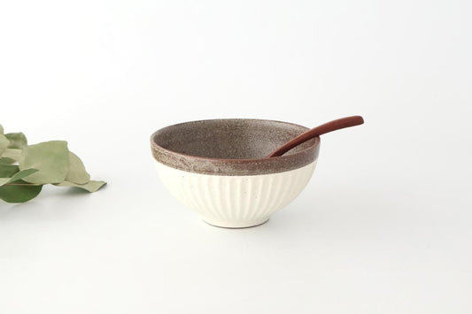 Tohzan-Gama Donburi Bowl White and Brown | Mino Ware