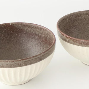 Tohzan-Gama Donburi Bowl White and Brown | Mino Ware