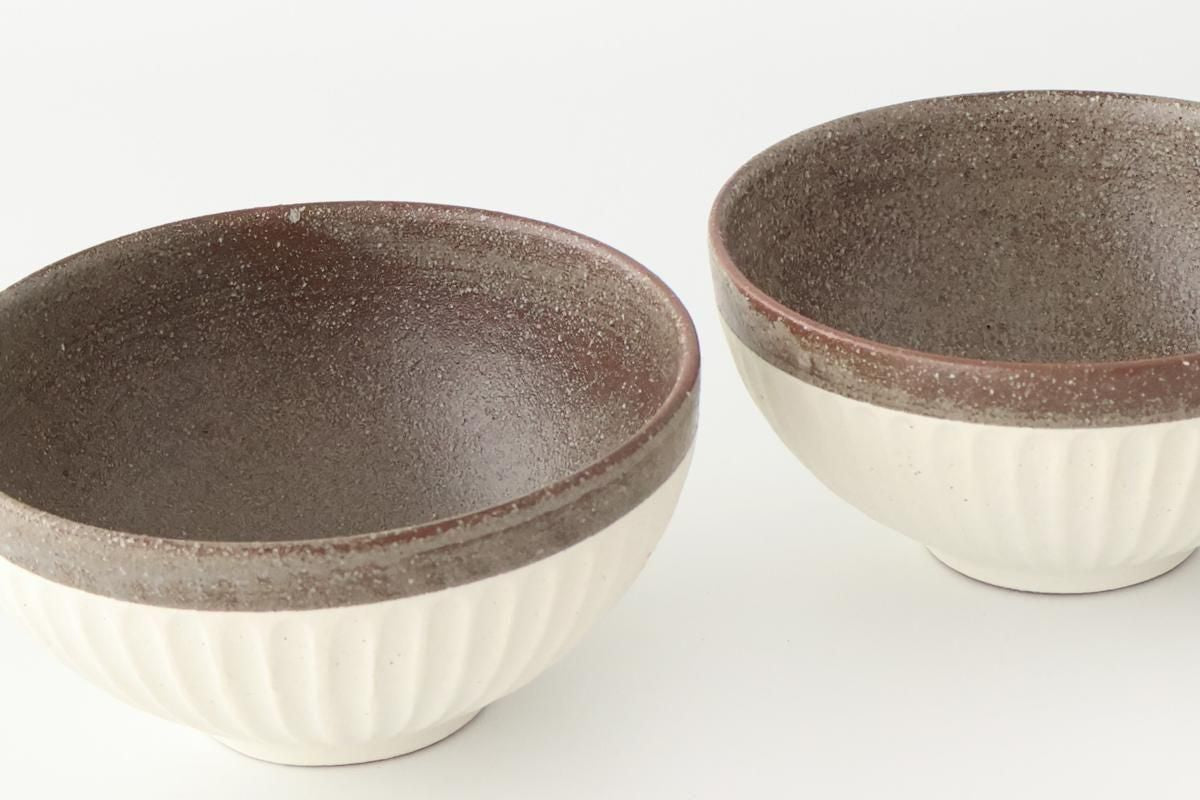 Tohzan-Gama Donburi Bowl White and Brown | Mino Ware