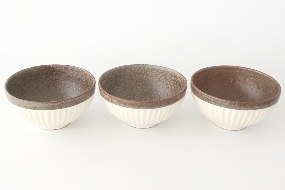 Tohzan-Gama Donburi Bowl White and Brown | Mino Ware