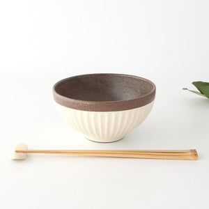 Tohzan-Gama Donburi Bowl White and Brown | Mino Ware