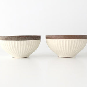 Tohzan-Gama Donburi Bowl White and Brown | Mino Ware