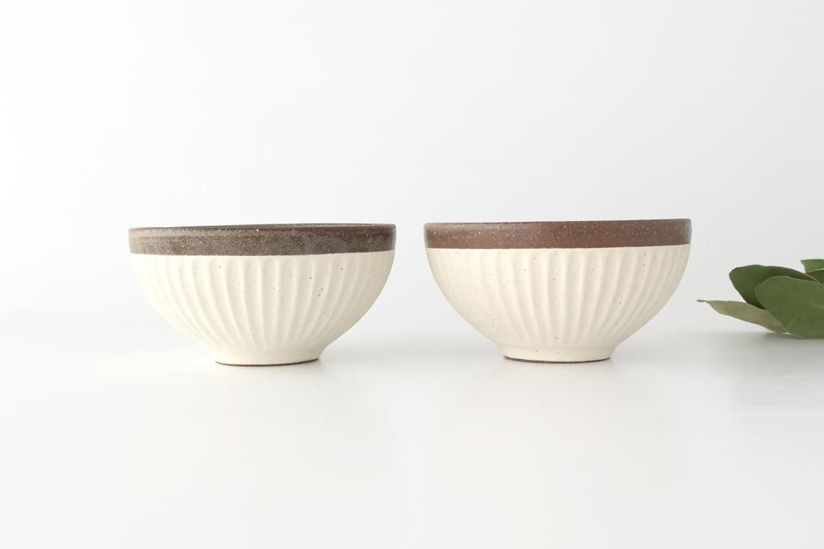 Tohzan-Gama Donburi Bowl White and Brown | Mino Ware