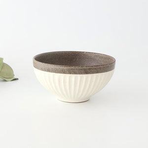 Tohzan-Gama Donburi Bowl White and Brown | Mino Ware