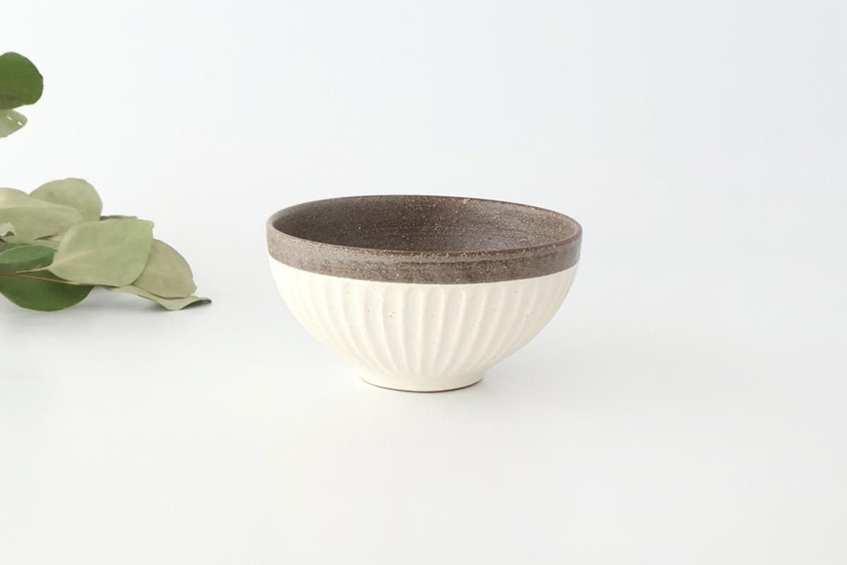 Tohzan-Gama Donburi Bowl White and Brown | Mino Ware