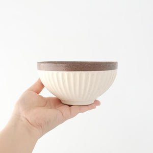 Tohzan-Gama Donburi Bowl White and Brown | Mino Ware