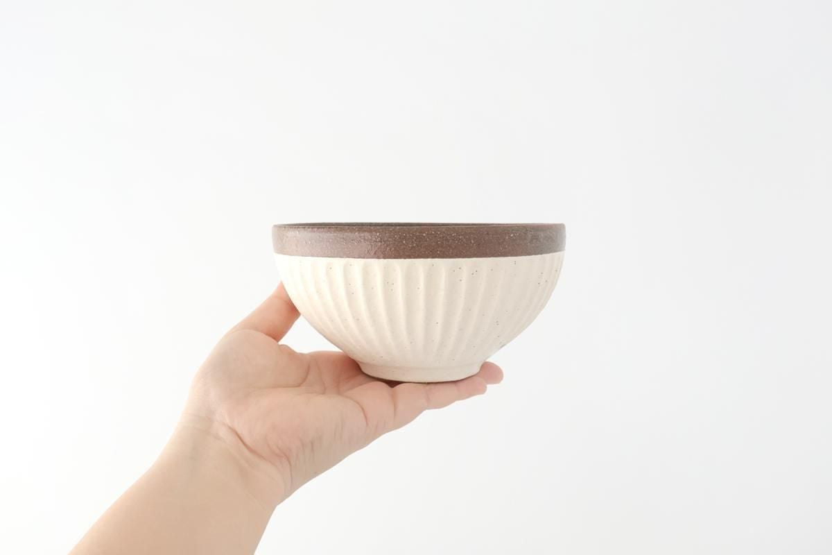 Tohzan-Gama Donburi Bowl White and Brown | Mino Ware