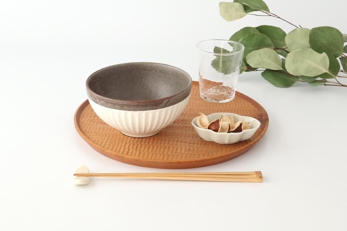 Tohzan-Gama Donburi Bowl White and Brown | Mino Ware