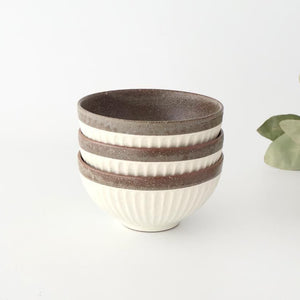 Tohzan-Gama Donburi Bowl White and Brown | Mino Ware