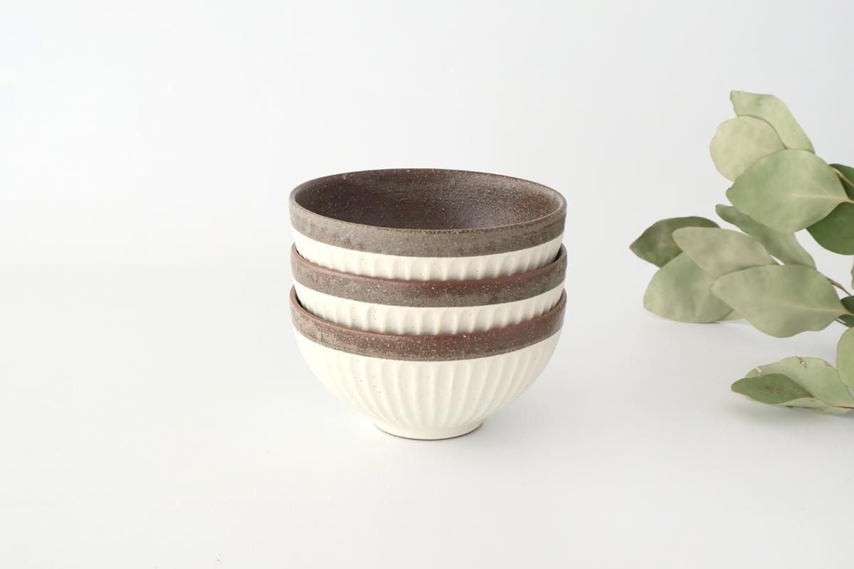 Tohzan-Gama Donburi Bowl White and Brown | Mino Ware